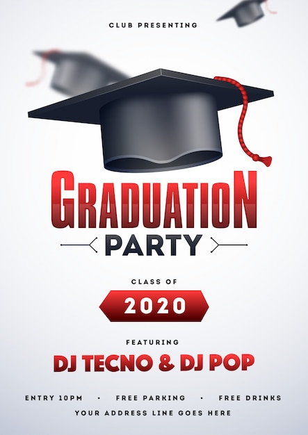 Vector graduation party flyer.