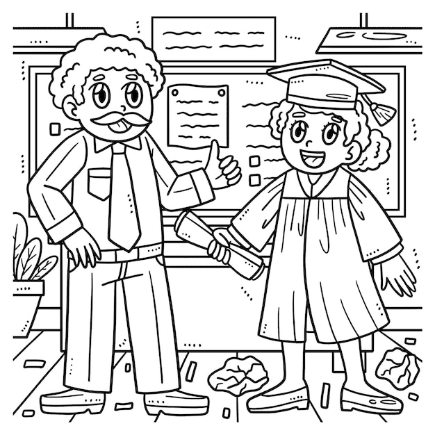 Graduation Professor Isolated Coloring Page