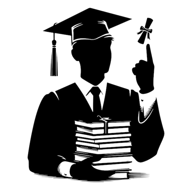 Graduation silhouette vector on white background