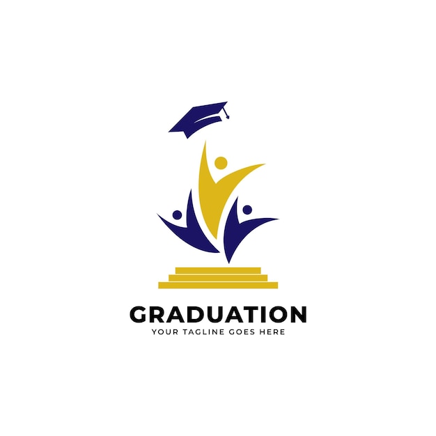 Graduation student education logo icon design, vector illustration.