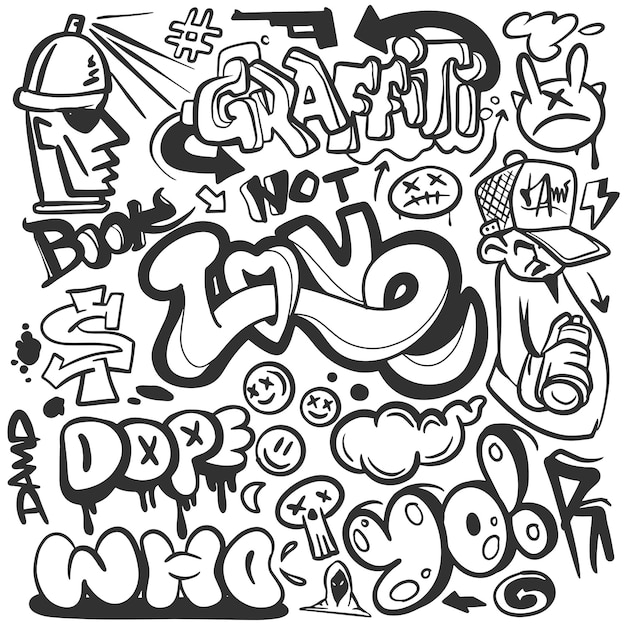 Vector graffit background hiphop art