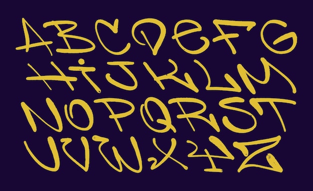 Vector graffiti alphabet spray paint effect letters