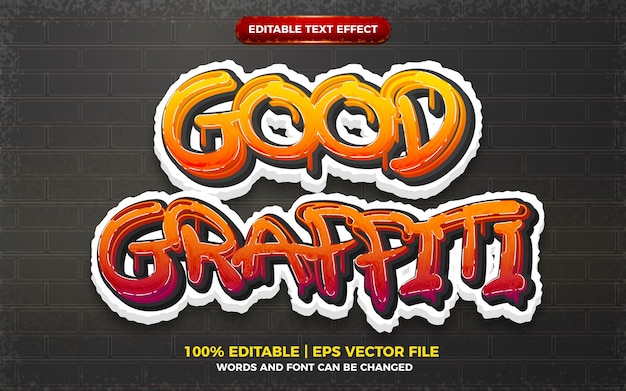 Effetto di testo modificabile con logo in stile graffiti art 3d