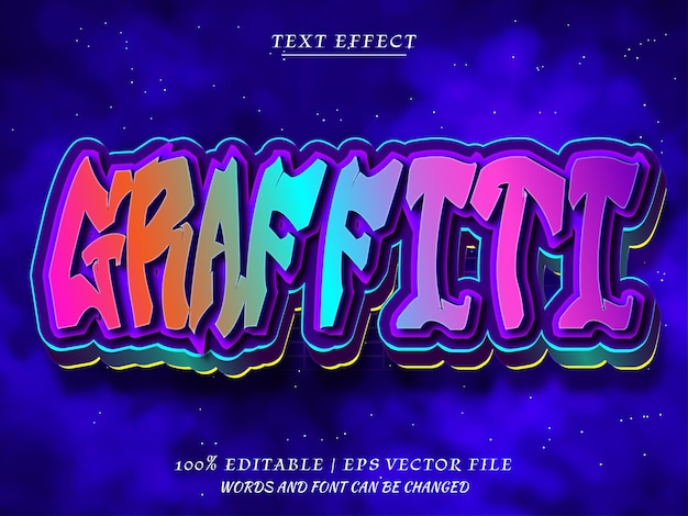 Graffiti art with abstrack background 3d editable text effect Premium Vector