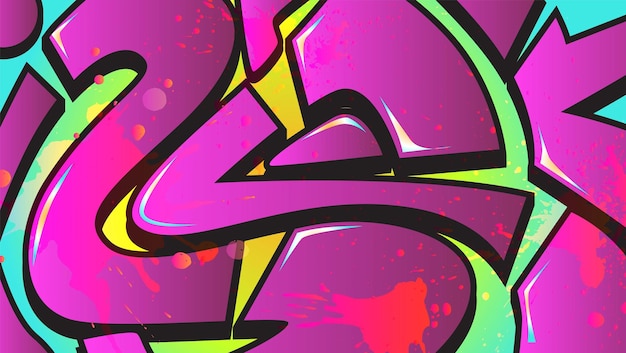 graffiti background on the wall abstract color subcultural vector yellow purple pink green