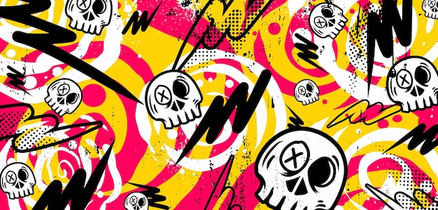 Vector graffiti background with throwup scribble and tagging in vibrant colors in vector illustration