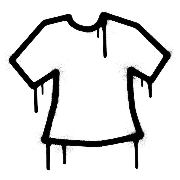 Vector graffiti blanco t-shirt sjabloon met zwarte verf