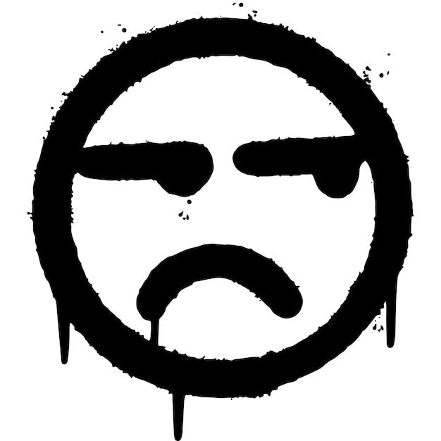 Graffiti boos gezicht emoticon gespoten geïsoleerd op een witte achtergrond. vectorillustratie.