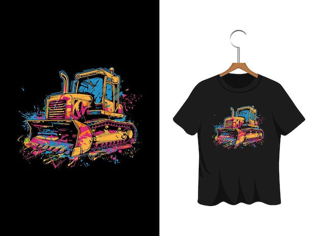 Vector graffiti bulldozer t shirt design artwork