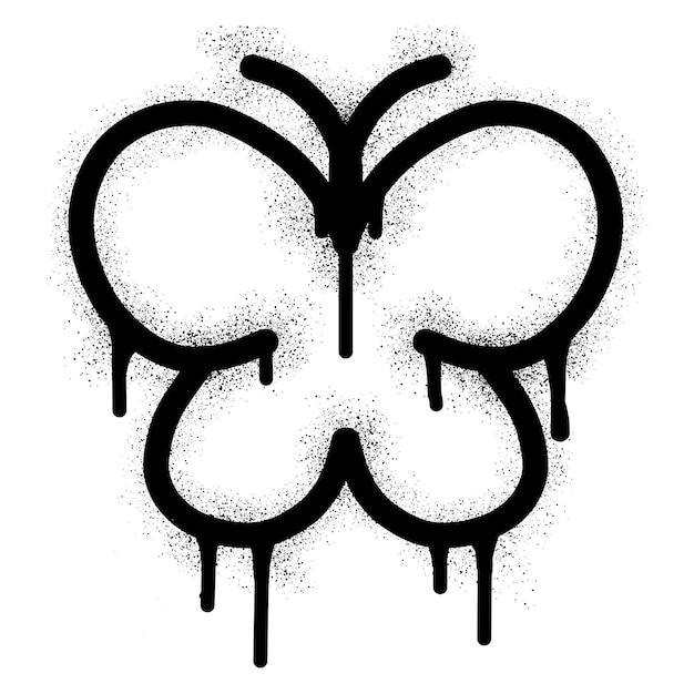 Graffiti butterfly icon with black spray paint