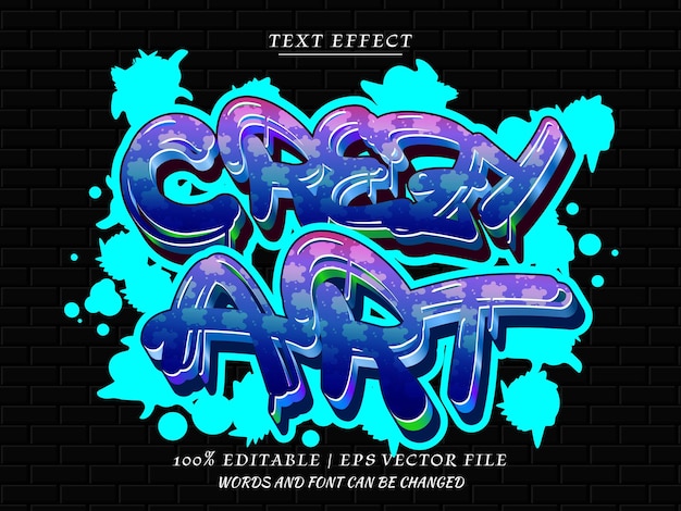 Graffiti crazy art 3d editbale effetto testo stile graffiti