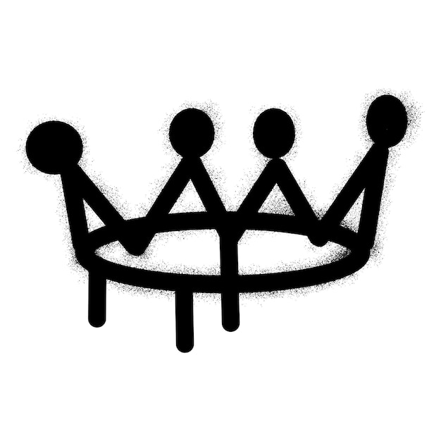 Значок короны граффити с черной краской. Векторная иллюстрация