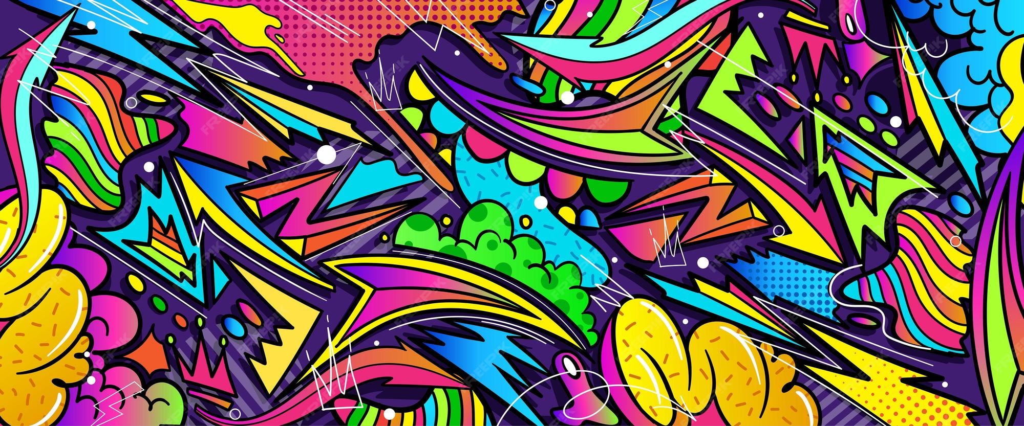 Premium Vector Graffiti doodle art background with vibrant colors