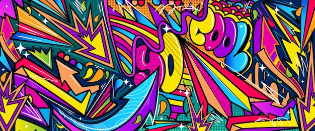 Graffiti doodle arte sfondo con colori vibranti stile disegnato a mano street art graffiti tema urbano