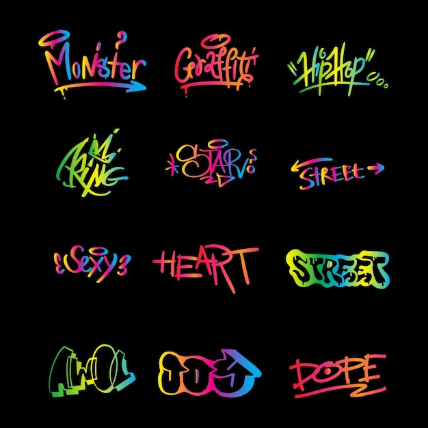 Graffiti elements in vector isolated