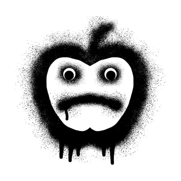 Graffiti emoticon apple with black spray paint