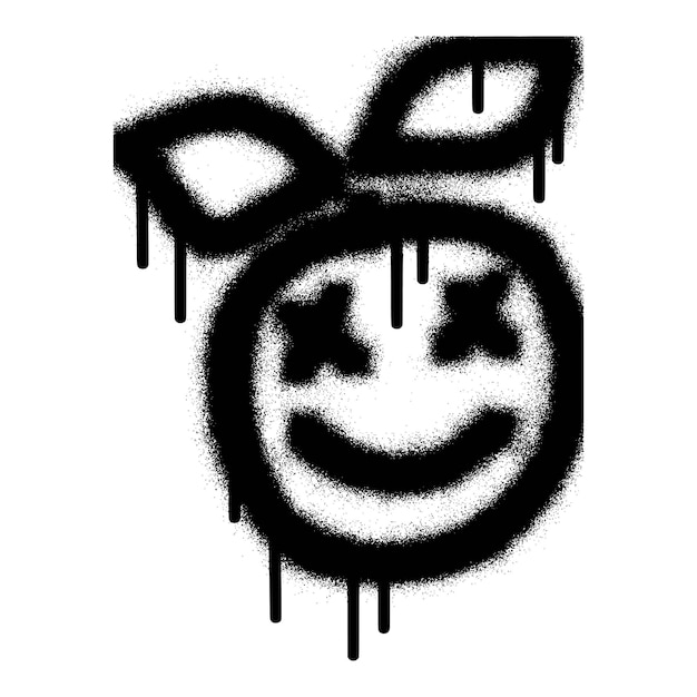 Vector graffiti emoticon apple with black spray paint