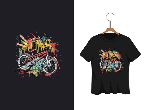 Vector graffiti fiets t-shirt ontwerp kunstwerk