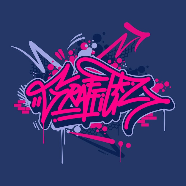 Vector graffiti font lettering with a dark blue background