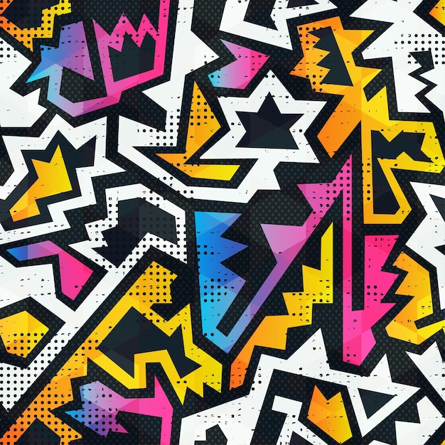 Graffiti geometric seamless pattern