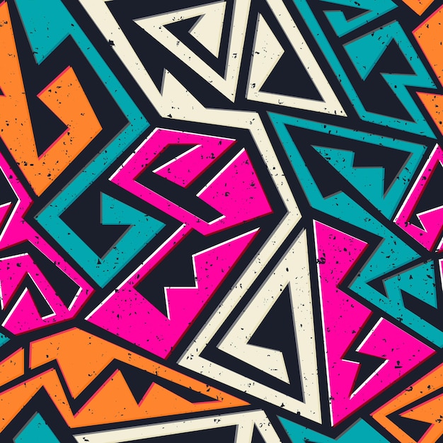 Graffiti geometrische naadloze patroon met grunge effect EPS-10 vectorbestand