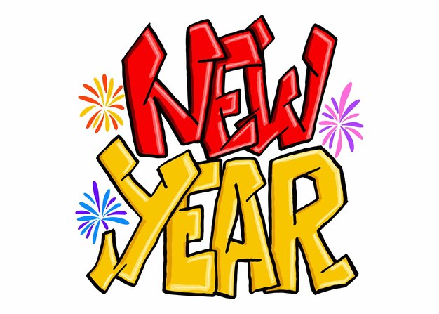 Vector graffiti of happy new year celebration