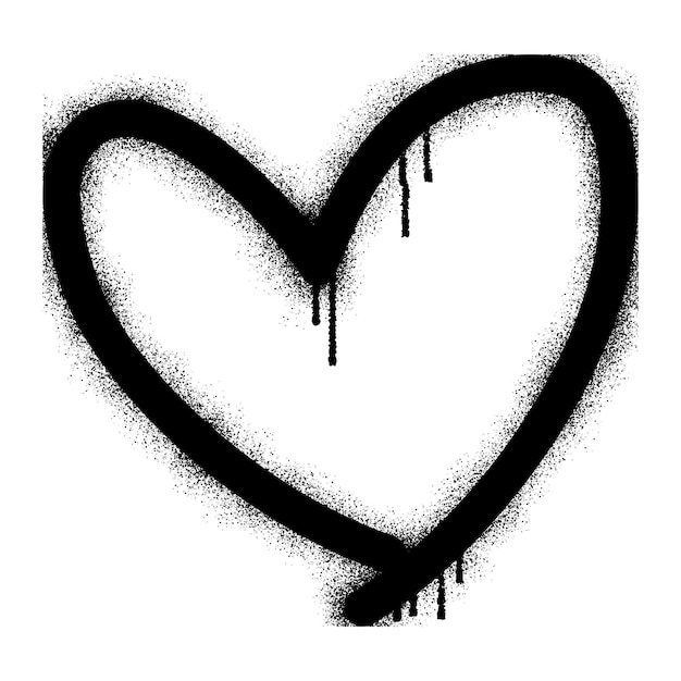 Graffiti heart icon with black spray paint