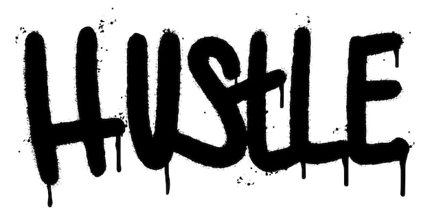 Слово суеты граффити распылено изолированное на белой предпосылке. Распыленное граффити шрифтом hustle. векторные иллюстрации.