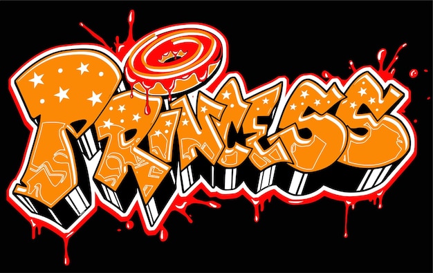 Vector graffiti illustration isolated on black background for poster tshirt print business element