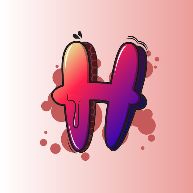 Graffiti letter H premium vector illustration