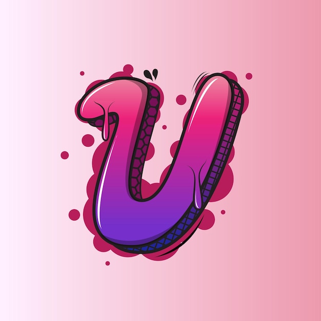 Graffiti letter u premium vector illustration