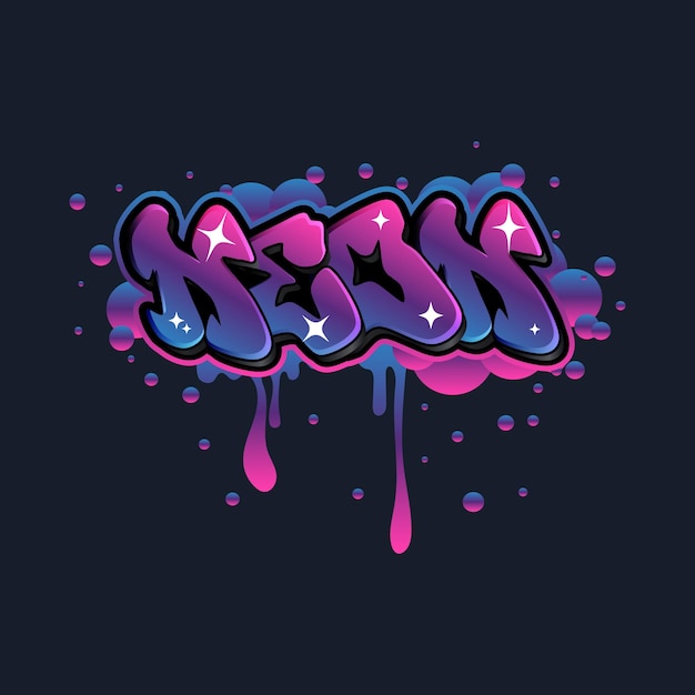 Vector graffiti lettering typography art illustration