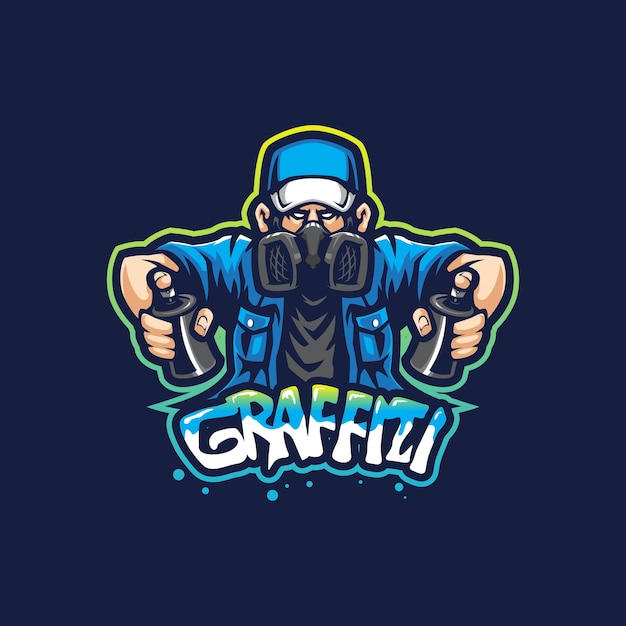 Graffiti mascot logo design with modern illustration concept style for badge emblem and t shirt printing graffiti action illustration