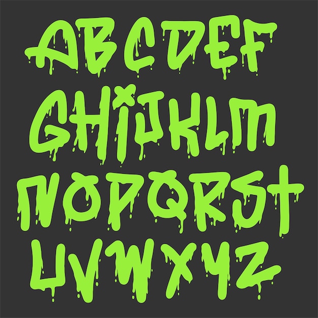 Vector graffiti melt style alphabet vector