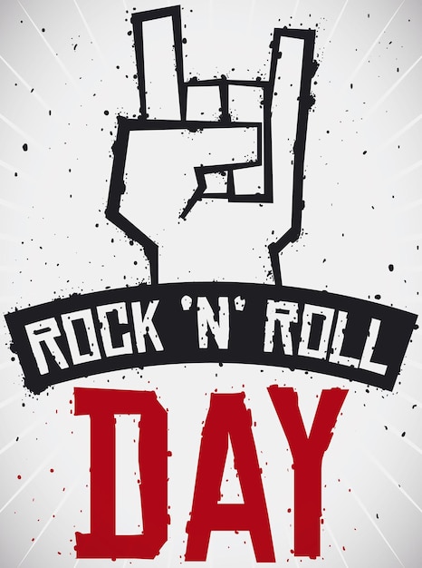 Vector graffiti met handgebaar om rock n roll day te vieren