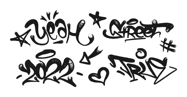 Vector graffiti met letters heldere belettering spray tags in de stijl van graffiti street art