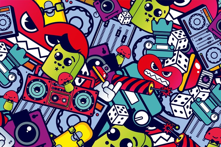 Vector graffiti music dj photographer vector art pattern colorfull texture abstract