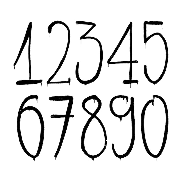 Vector graffiti numbers set of numbers in the style of graffiti spray paint