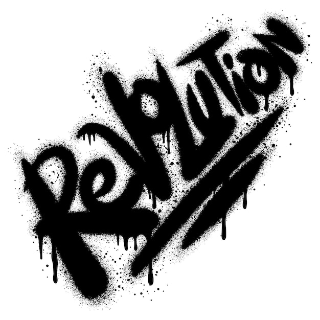 Вектор Граффити революция текст распыленный черным на белом