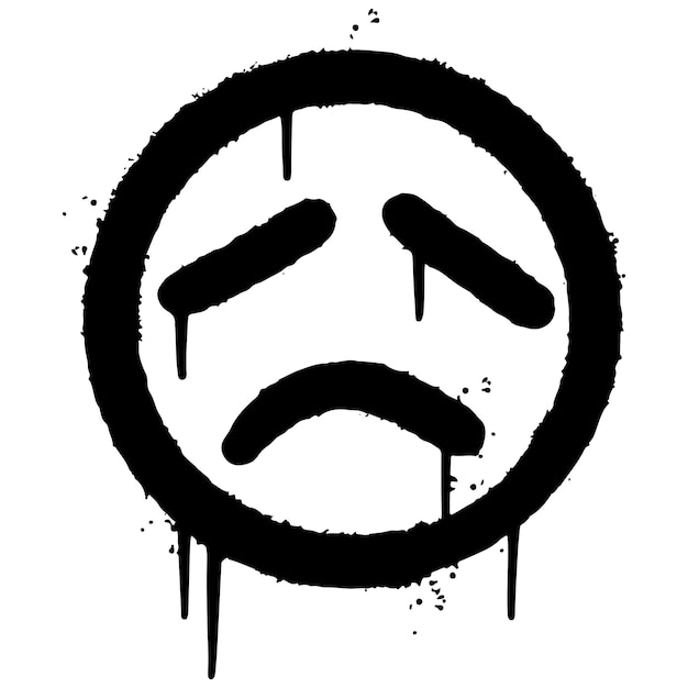 Graffiti scary sick face emoticon sprayed isolated on white background. vector illustration.