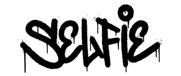 Graffiti selfie word sprayed isolated on white background sprayed amazing font graffiti vector illustration