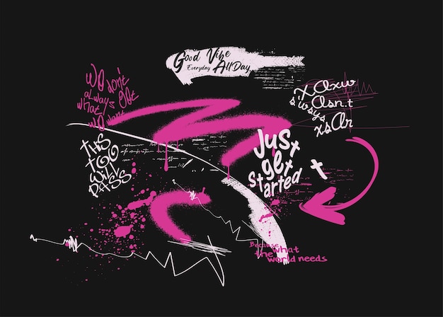 graffiti slogan print with neon spray t shirt graphics print vector illustration design urban typo