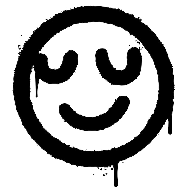 Emoticon di graffiti faccia sorridente spruzzato isolato su sfondo bianco. illustrazione vettoriale.