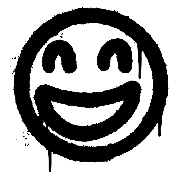 Graffiti smiling face emoticon sprayed isolated on white background. vector illustration.