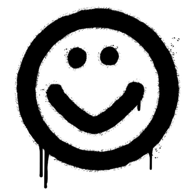 Graffiti smiling face emoticon sprayed isolated on white background vector illustration