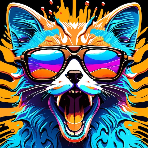 graffiti splash art a cool cat with sunglasses front white background epic instagram artsta vector