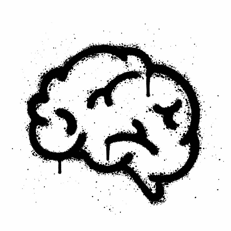 Vector graffiti spray brain isolated on white background