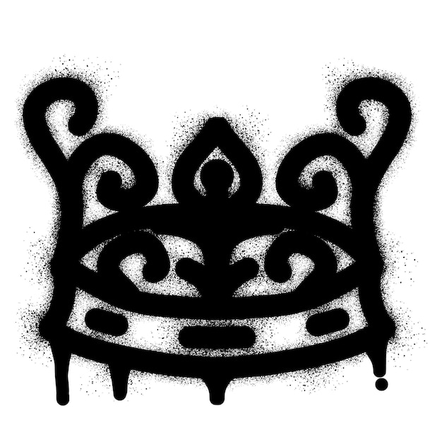 Graffiti spray crown icon with black spray paint