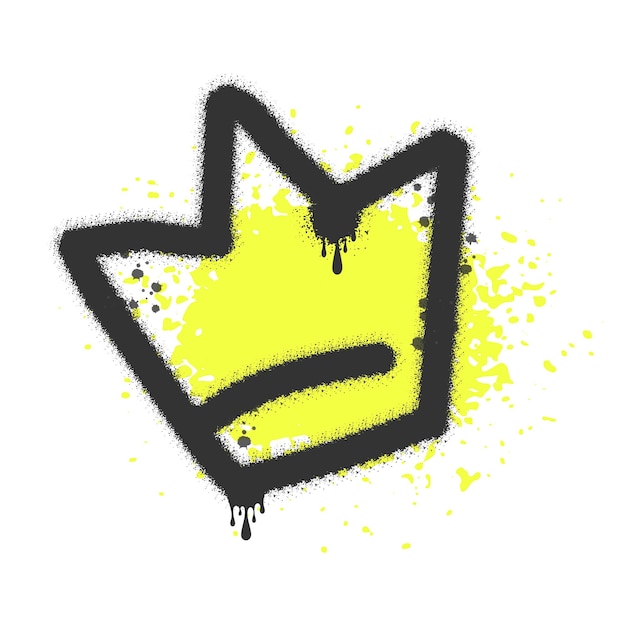Graffiti spray crown with drip and yellow stain Street art grunge element