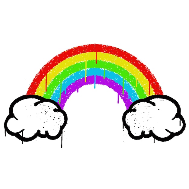 Граффити аэрозольная краска облако и радуга изолированный вектор